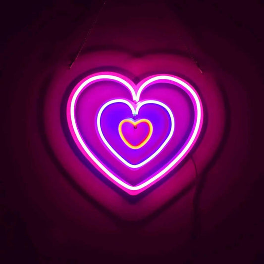 Heart Neon Sign Board Glow Neon Light Wall Signboards Led Sign Boards for Shop Restaurant Room Decoration - ValueBox