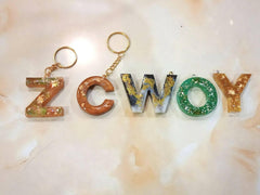 Alphabet Handmade Resin Glittery Keychains Without any charms - ValueBox