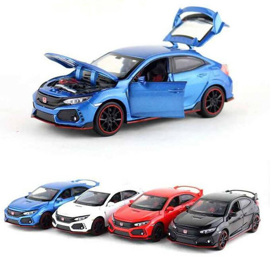Honda Civic Type-R Racer Die Cast Scale Model Car - Blue - 6 Inches