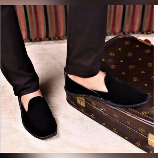 Black Velvet Leather Khussa Shoes For men and Woman
