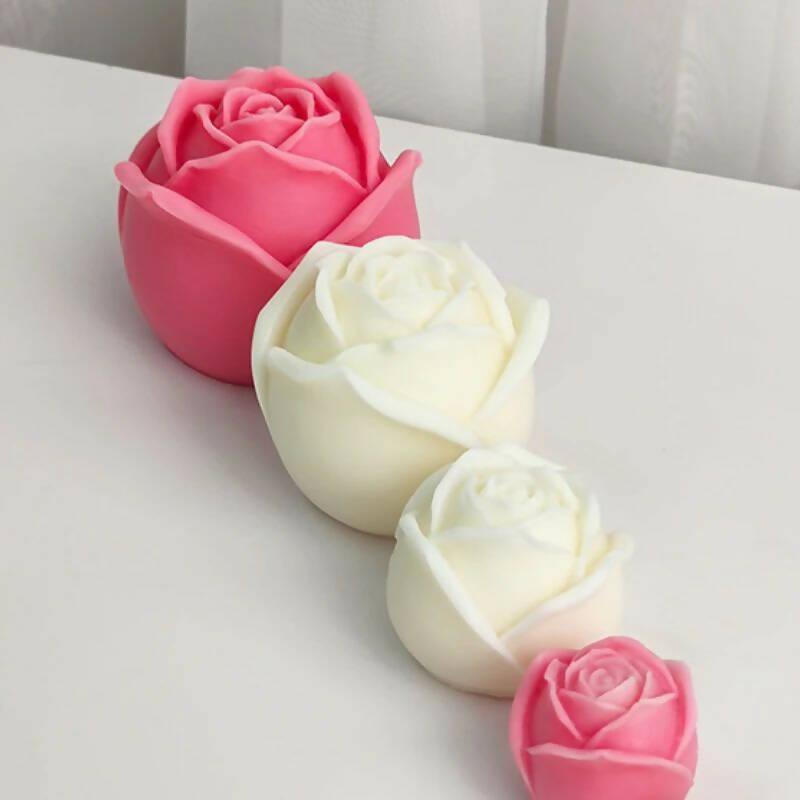 Pack of 1-3 Large size Rose Flower with Half open Petals Scented Candles - ValueBox