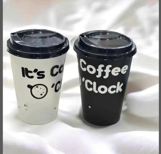 2 Pcs Printed Plastic Coffee Cups 500ml