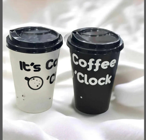 2 Pcs Printed Plastic Coffee Cups 500ml - ValueBox