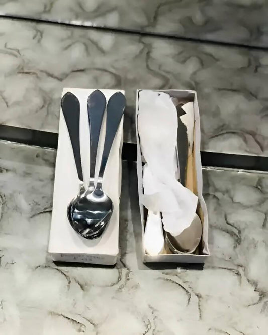 Spoons Set (12 PCS) Best Quality / Dinner spoons set / Desert- Khana Khany waly Chamach - Stainless Steel Fork (Set of 12 Pcs) - ValueBox