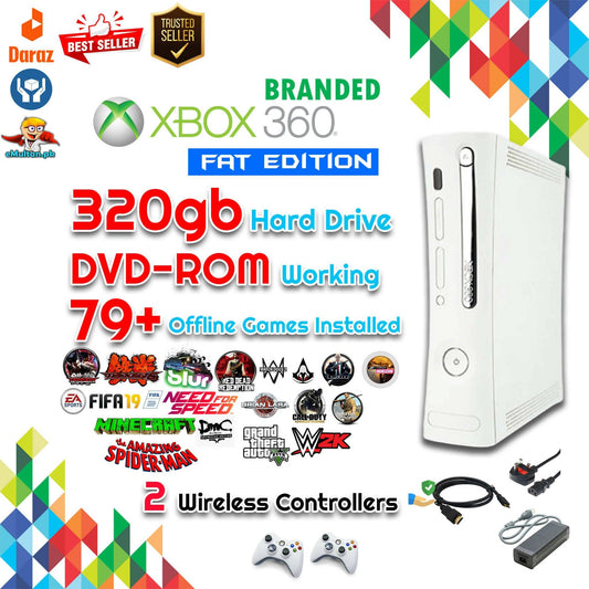 Xbox 360 Console JTAG 80 Offline Games 2 wireless Controllers With All Accessories - ValueBox