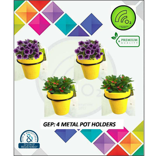 GEP: Pack of 4 Metal Wall Holder for 6 inches Pot for Home & Garden Decor