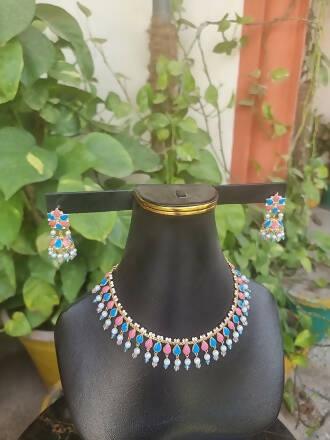 CHOKER with earrings ANTIQUE style FOR ALL AGES Multi colour