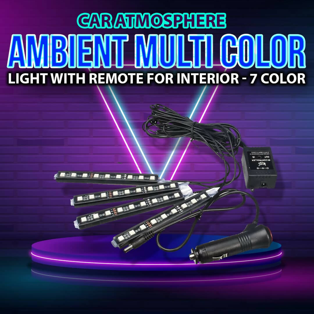 Car Atmosphere Ambient Multi Color Light With Remote For Interior - 7 Color