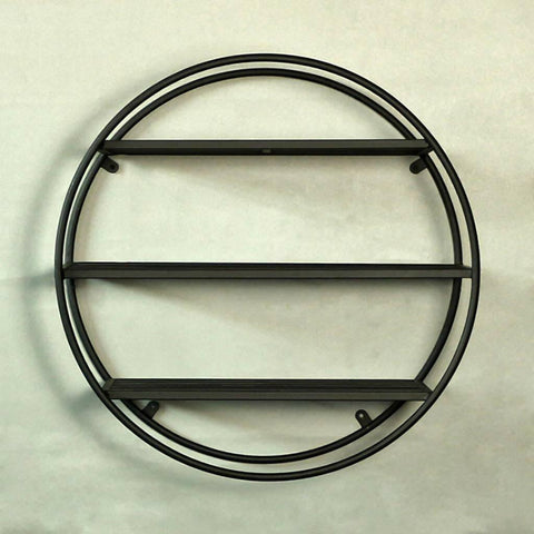 Wall Shelf Round Floating Shelves Sturdy Wood Metal Decorative Shelf - ValueBox