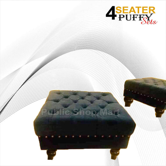 Sofa 4 Seater Puffy Set Black Valvid & Raxing Custumize