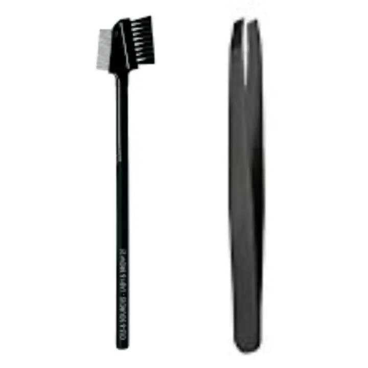 Professional Slanted Eyebrow Tweezer, Hair Removal Clip, & Eye Brow Comb Brush