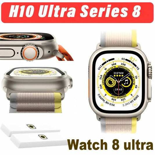 H10 Ultra Smart Watch Series 8 with NFC 2.02 inches Screen 49mm Bluetooth Call IP68 Waterproof Long Standby Watches Heart Rate Monitor - ValueBox