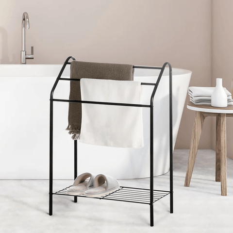 Towel Racks 3 Tier, Towel Holder Stand for Bathroom Matte Black Metal Industrial Towel - ValueBox