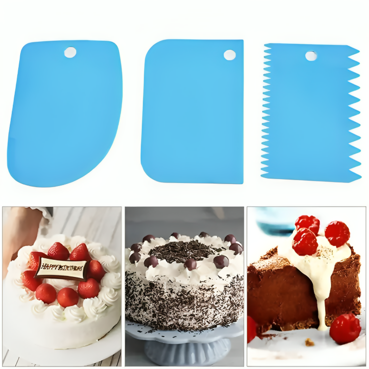 3PCS/Set DIY Cake Cream Scraper Set Cake Decorating Tools Multifunctional Irregular Teeth Edge Kitchen Baking Toolnb