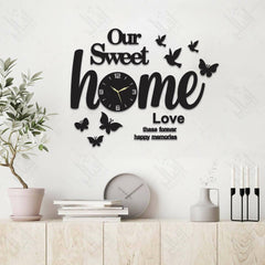 Wall Clocks, Butterflies & Sweet Home 3d Wooden Watch Diy Design Decoration - ValueBox
