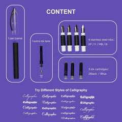 Keep Smiling Calligraphy Pen Set Calligraphy With 1pc Pen Holder & 4pcs Pen Nibs With 3pcs Inks