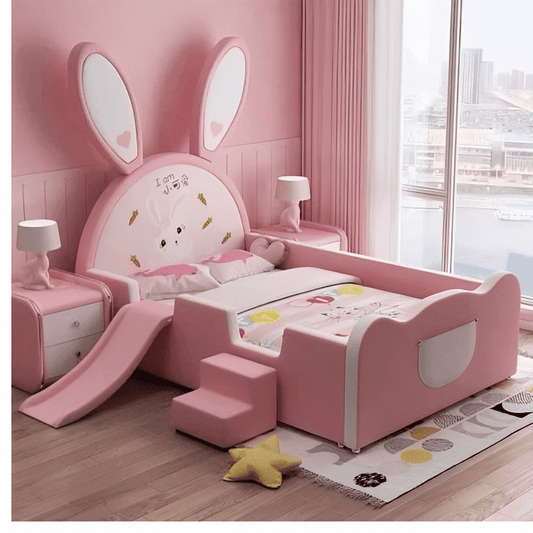 Rabbit Shape Cartoon Bed Children Beds Modern Solid Wood Kids Bed - ValueBox