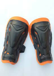 Football or Soccer Shin Guards for Adults & Youth Protective Soccer Equipment ( Orange Pad) 1 Pair