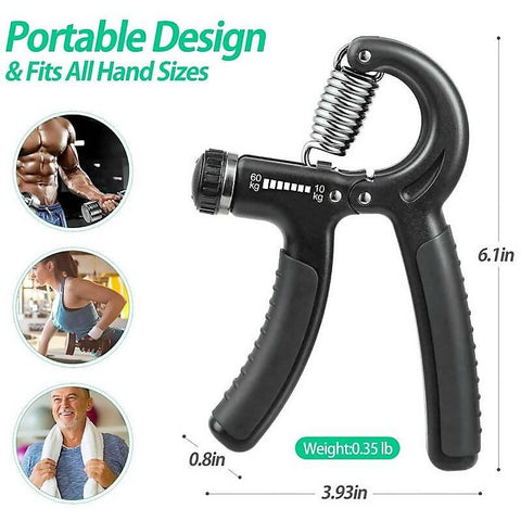 Hand Gripper Adjustable Resistance 10kg To 60kg Non-Slip Hand Grip Strength Trainer Fingers Wrist Exerciser With Free Gift - ValueBox