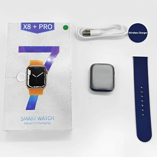 X8 plus pro Smart watch Series 7 full Amoled display series 7 , 45mm with Original smart watch 1.75 ' screen with magnetic wireless charger and straps provide Heartbeat , Fitness , Bluetooth 5.0