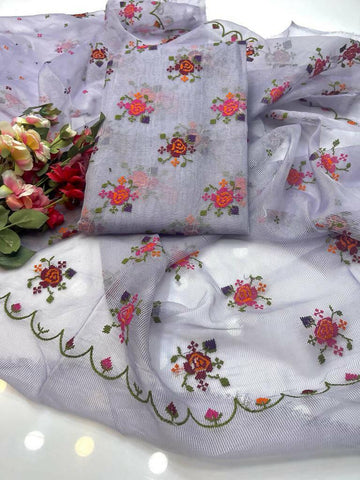 2 PC Unstitched Khaadi Net Embroidered Shirt & Dupatta - ValueBox