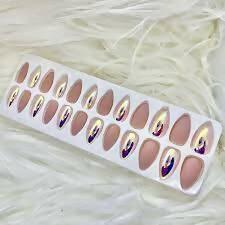 Artificial Matte and Mirror Nails Set-24 Pcs - Almond Shape- Nail Art For Girls Ladies and Women - ValueBox