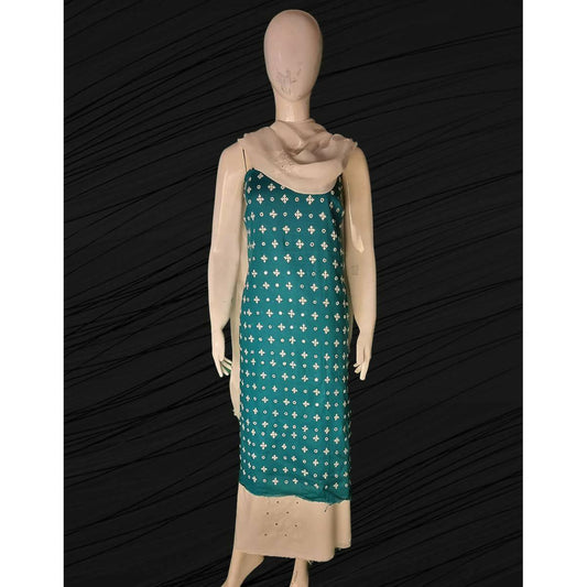 Lawn 3 Piece Ladies Unstitched Dress with Chiffon Dupatta & Neckline Embroidery Shirt