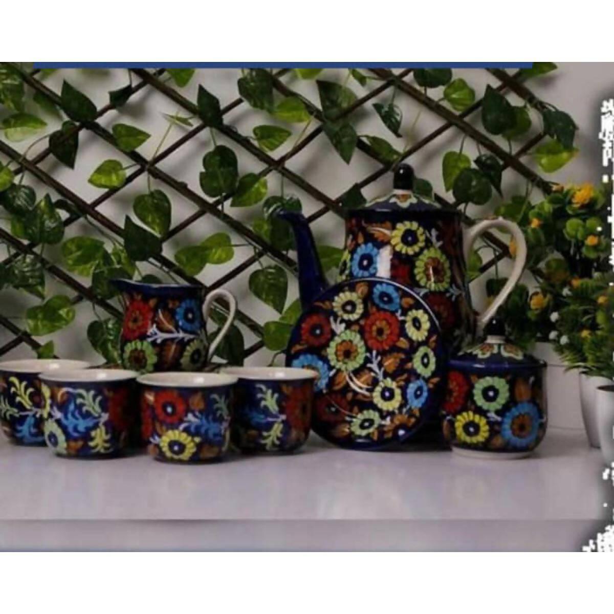 Blue Pottery Royle Multi color Tea set 15PCS Export Quality - ValueBox