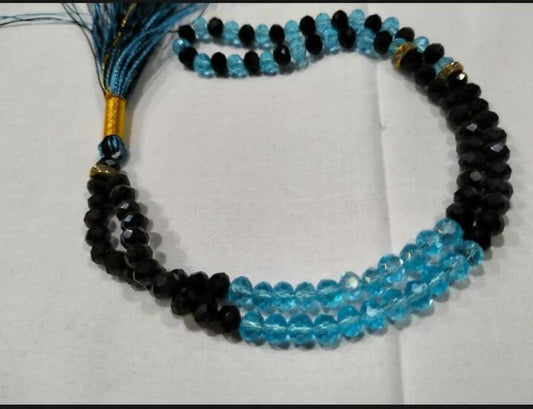 blue, black crystal 100 beads tasbeeh
