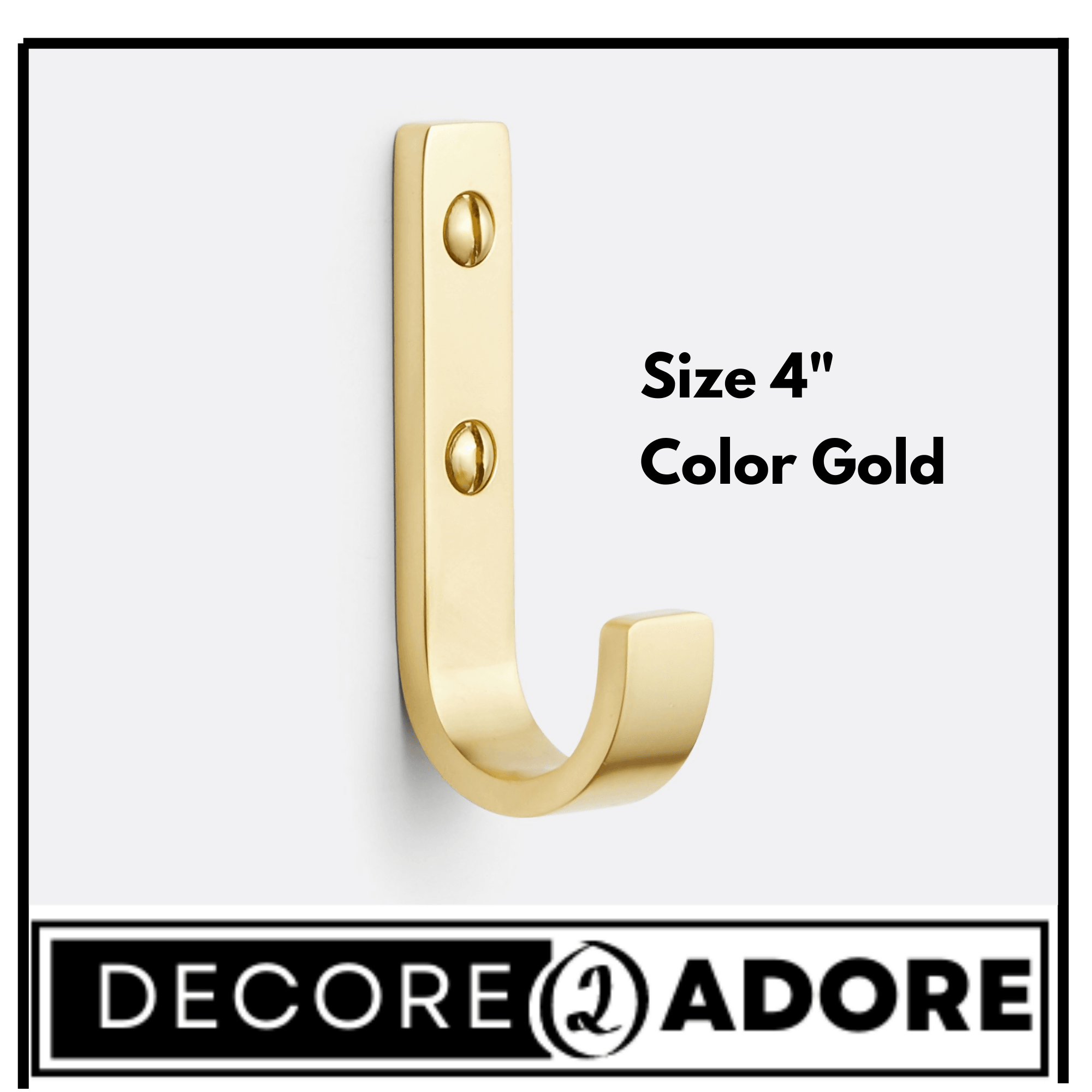 Decore To Adore Customize One Piece , Short Utility Hook Iron Made, Metal Wall Rack With Hooks Modern Hanger, Wall Hook, Black & Gold Color Wall Hooks - ValueBox