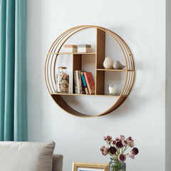Wall Shelf, Round 3 Tier Wall Mounted Floating Shelf for Bathroom, Bedroom, Living Room Decor, Metal, Industrial, 27.5 Inches Customized by Creative Decore - ValueBox