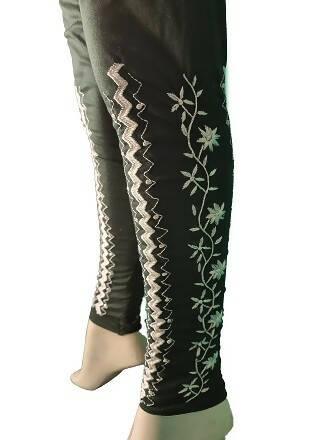 Foziar Collection Stitched dark green Jersey Legging Tights For Girls