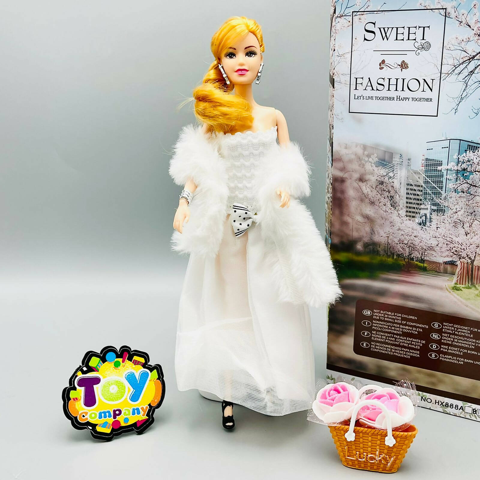 Sweet Princess Doll in White Dress