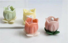 Pack of 2 3D Tulips Flower with Leaves Scented Candles