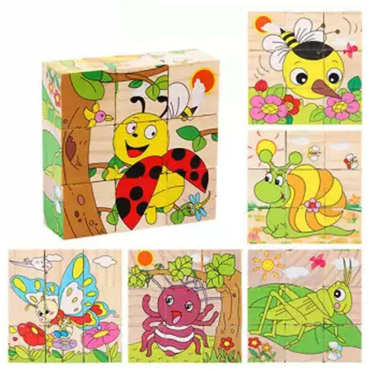 6 Sided Insects Cubical Wooden Puzzle for Kids - ValueBox