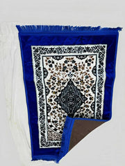 Blue Val-vet Foam Print Embossed Jai namaz / Janamaz / Prayer Rug / Prayer Mat - ValueBox