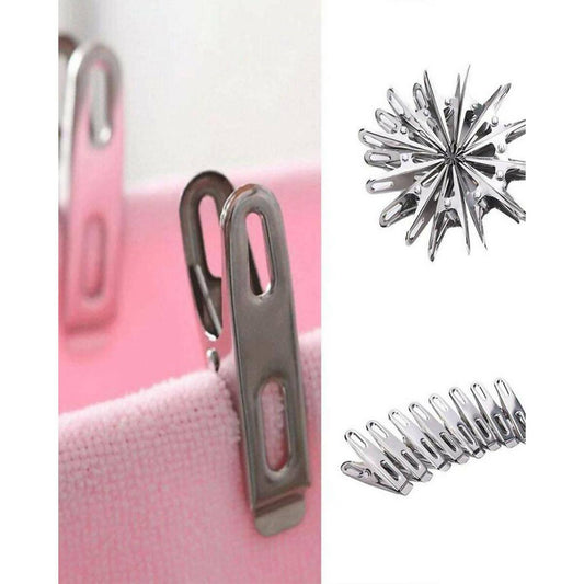Pack Of 12 - Stainless Steel Cloth Clips Silver
