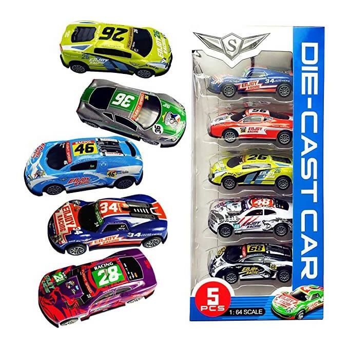 Pack of 5 - Metallic Dinky Sports Cars - Multicolor - ValueBox