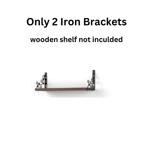 Floating Brackets Set Made by Metal, Wall Decor, Black and Rustic Decorative Brackets Wall Shelf for Living Room, Bedroom, Bathroom Pack of Two - ValueBox