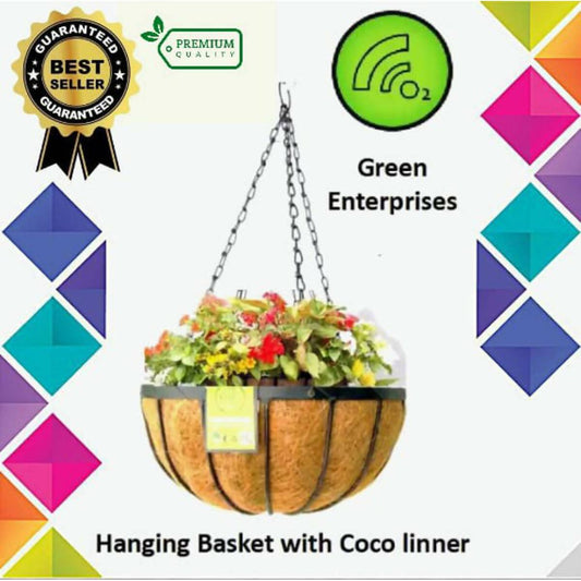 Hanging Basket metal frame size 12 coco linner for Garden (Outdoor) Indoor Decor - ValueBox