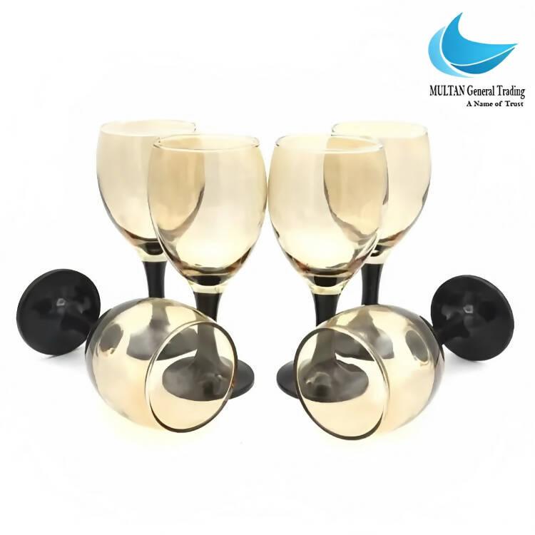 Imperial Goblet Black Base 6 Pcs Set 240 ML | Beautiful Glass set 6 Pcs - ValueBox