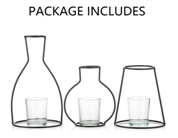 3 Pcs Creative Art Iron Vase Planter Rack Home Decoration Accessories