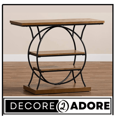 Decore To Adore Customize One Piece Wide Brown Wood 2-Shelf Console Table, Contemporary Farmhouse Decor With This Two-Shelf Wood - ValueBox