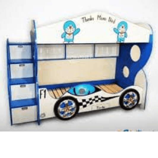 Double Bed blue and white