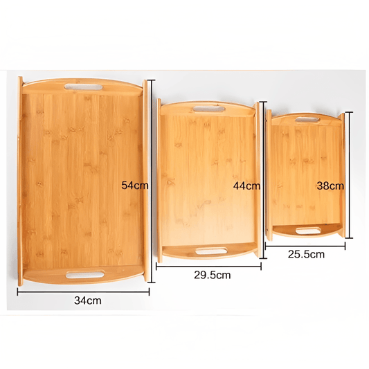 3 pcs Quality Bamboo Wooden Tray Set - ValueBox