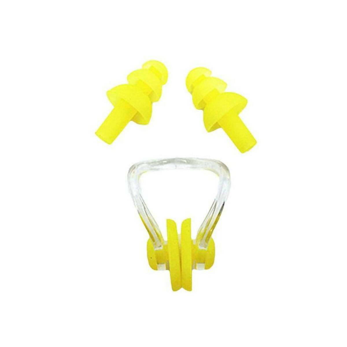 Soft Silicone Swimming Set Waterproof Nose Clip Ear Plug Set with Protective Case - Yellow
