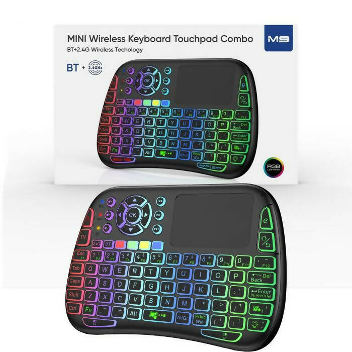 M9 BLUETOOTH MINI WIRELESS KEYBOARD BACKLIT 2.4G AIR MOUSE REMOTE TOUCHPAD