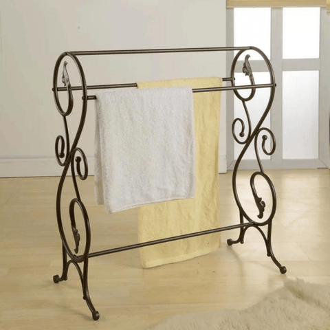 Standing Towel Stand With Storage Shelf Towel Rack Stand Metal - ValueBox