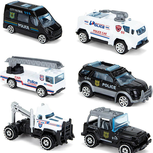 Diecast Police Cars Metal Playset Vehicle Models Collection Police Patrol Swat Truck Toy for Kids Pack of 6PCS - ValueBox