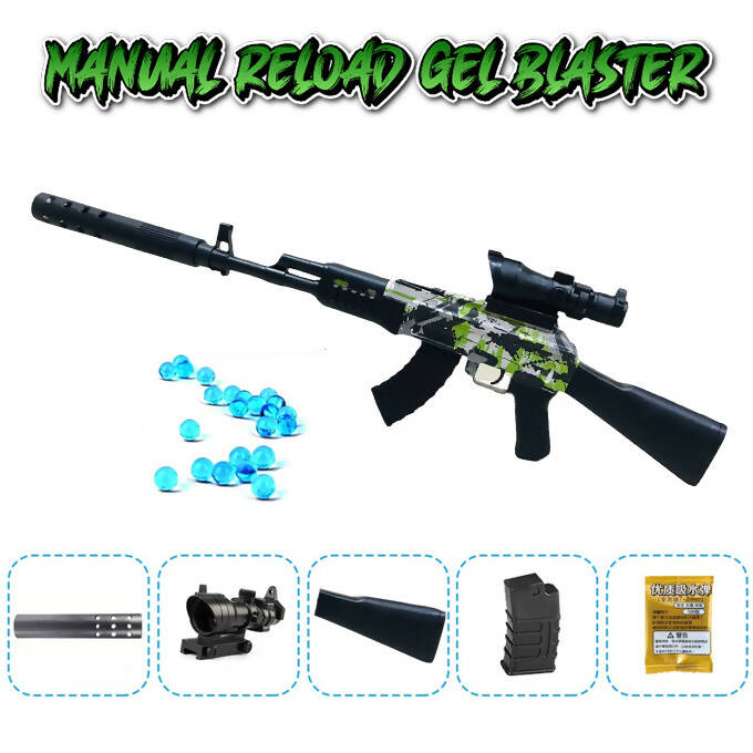 Elite A-47 Gel Blaster Manual Reload Toygun For Kids - Size Approx. 68cm - Multi color